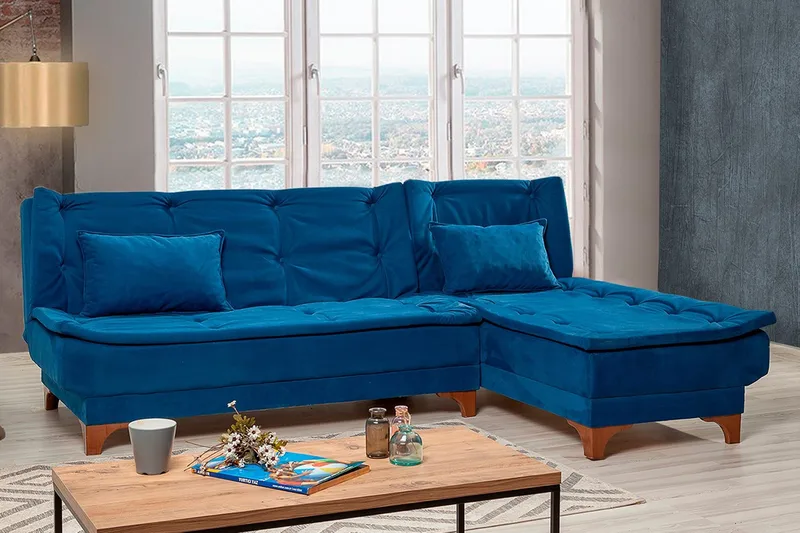 Turso sovesofa med divan højre - Blå - Møbler - Sofaer - Sovesofaer