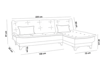 Turso sovesofa med divan højre - Blå - Møbler - Sofaer - Sovesofaer