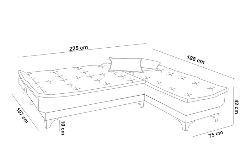 Turso sovesofa med divan højre - Brun - Møbler - Sofaer - Sovesofaer