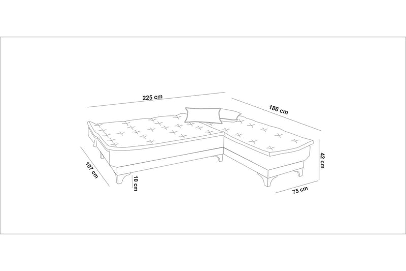 Turso sovesofa med divan højre - Grå - Møbler - Sofaer - Sovesofaer