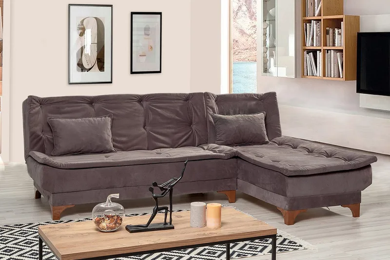 Turso sovesofa med divan højre - Grå - Møbler - Sofaer - Sovesofaer