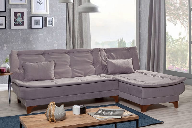 Turso sovesofa med divan højre - Grå - Møbler - Sofaer - Sovesofaer