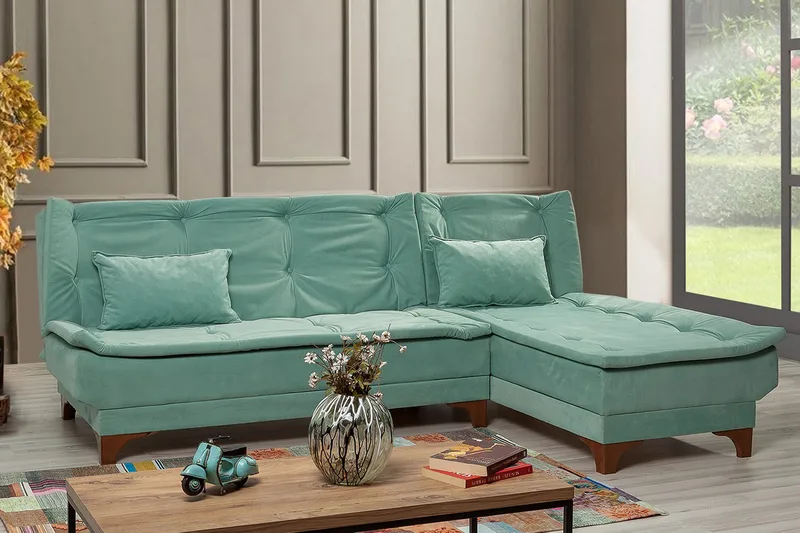 Turso sovesofa med divan højre - Grøn - Møbler - Sofaer - Sovesofaer