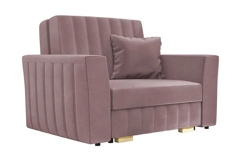 Upperud 1-personers Rektangulær Sovesofa med Opbevaring i Fløjl, Rosa
