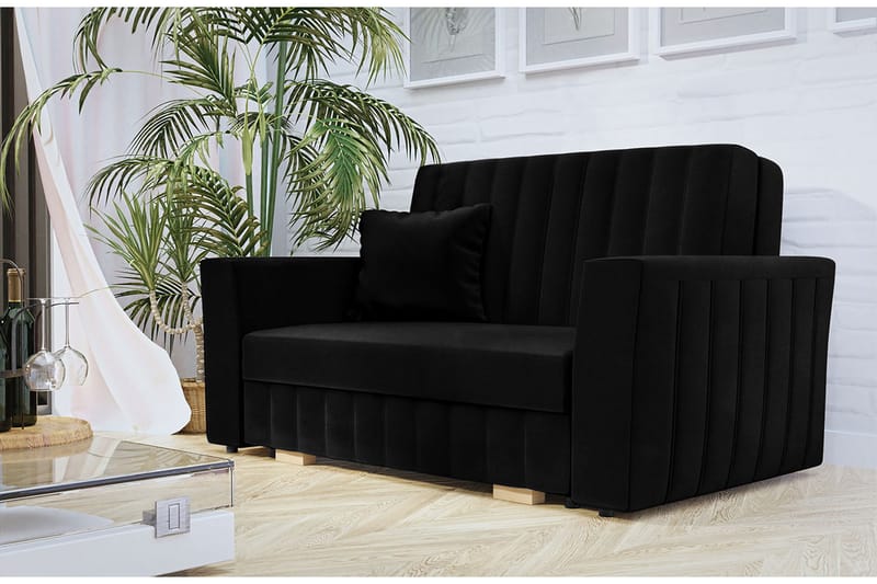 Upperud 2-Pers. Sovesofa - Velour/Sort - Sovesofaer - 2 personers sovesofa - Velour sofaer