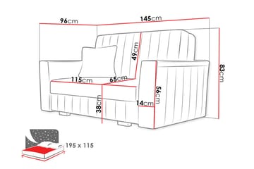 Upperud 2-Pers. Sovesofa - Velour/Sort - Møbler - Sofaer - Sovesofaer