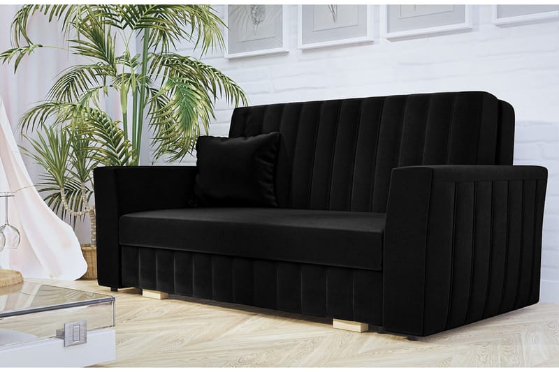 Upperud 3-Pers. Sovesofa - Velour/Sort - Møbler - Sofaer - Sovesofaer