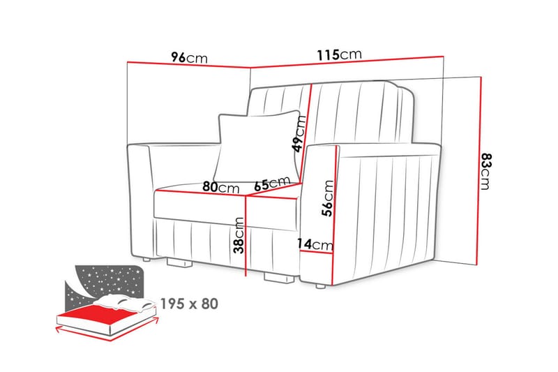 Upperud Sofa - Grå - Møbler - Sofaer - Sovesofaer