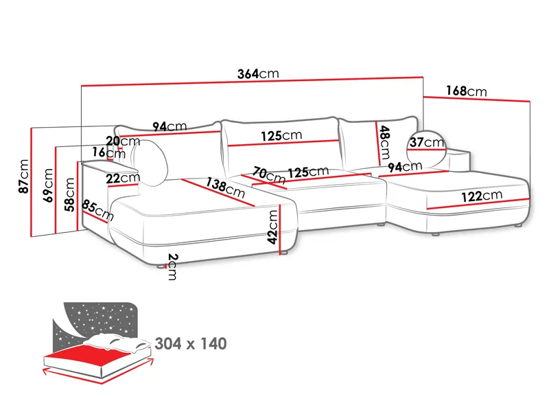 Uppland Sovesofa med dobbelt chaiselong 5-personers - Beige - Møbler - Sofaer - Sovesofaer