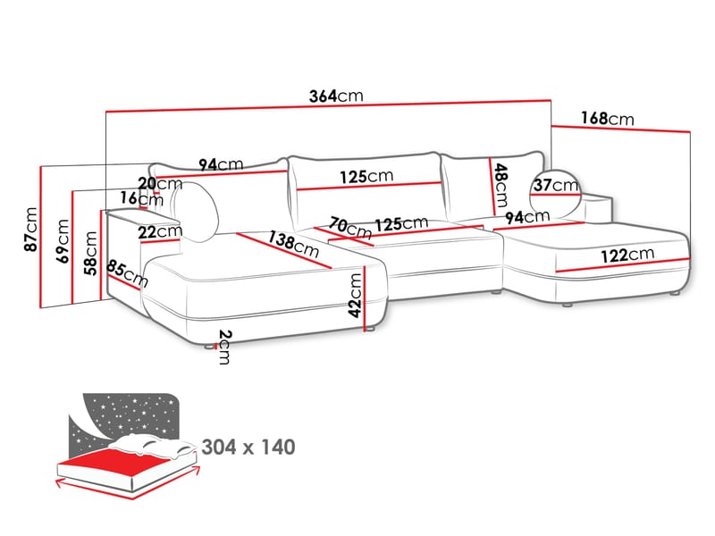 Uppland Sovesofa med dobbelt chaiselong 5-personers - Hvid - Møbler - Sofaer - Sovesofaer