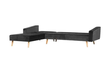 Vadso Venstre Sovesofa 100x270 cm i Fløjl - Antracit - Møbler - Sofaer - Sovesofaer