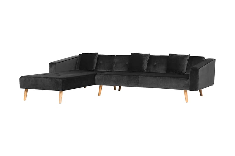 Vadso Venstre Sovesofa 100x270 cm i Fløjl - Antracit - Møbler - Sofaer - Sovesofaer