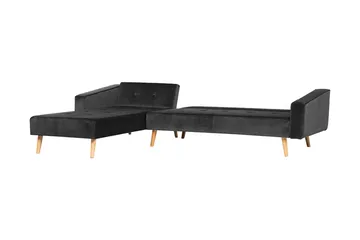Vadso Venstre Sovesofa 100x270 cm i Fløjl - Antracit - Møbler - Sofaer - Sovesofaer
