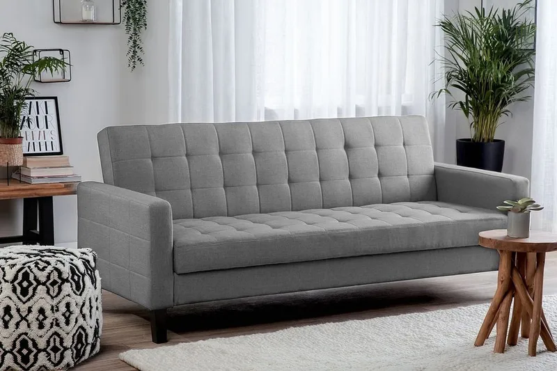 Vehkoo 3-personers Foldbar Rektangulær Sovesofa i Stof - Grå - Møbler - Sofaer - Sovesofaer