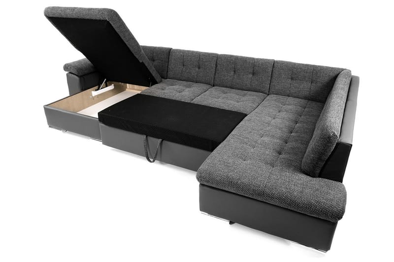 Vekerum 4-personers Hjørnesovesofa - Rød / sort - Møbler - Sofaer - Sovesofaer