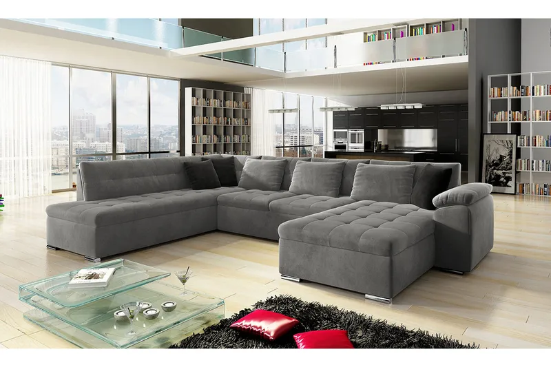 Vekerum 4-personers Hjørnesovesofa - Grå - Møbler - Sofaer - Sovesofaer