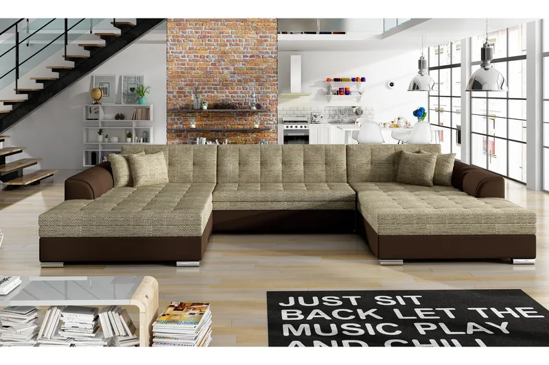 Ventolia hjørnesovesofa - Beige/Brun - Møbler - Sofaer - Sovesofaer