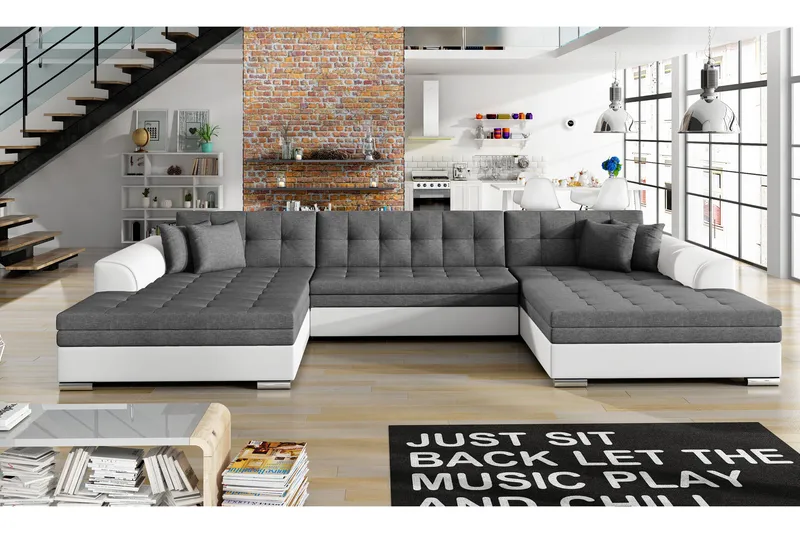 Ventolia hjørnesovesofa - Grå/Hvid - Møbler - Sofaer - Sovesofaer