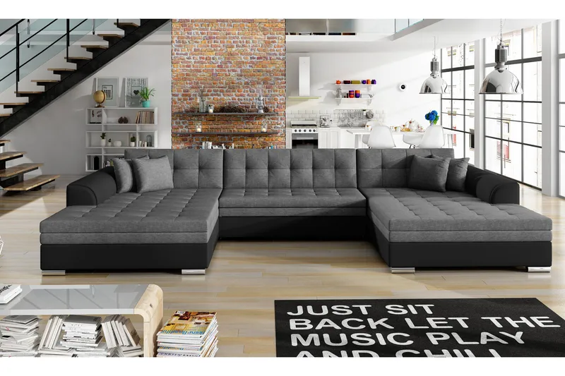 Ventolia hjørnesovesofa - Grå/Sort - Møbler - Sofaer - Sovesofaer