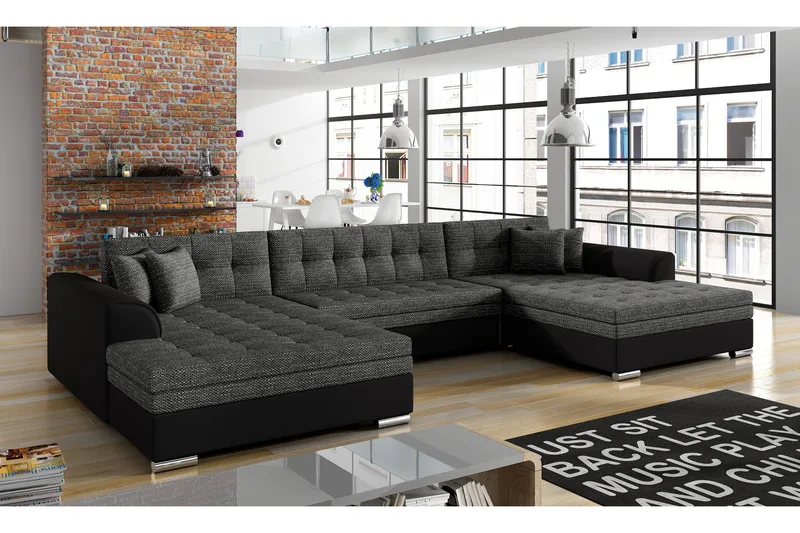 Ventolia hjørnesovesofa - Grå/Sort - Møbler - Sofaer - Sovesofaer