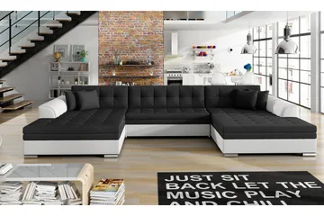 Ventolia hjørnesovesofa - Sort/Hvid - Møbler - Sofaer - Sovesofaer