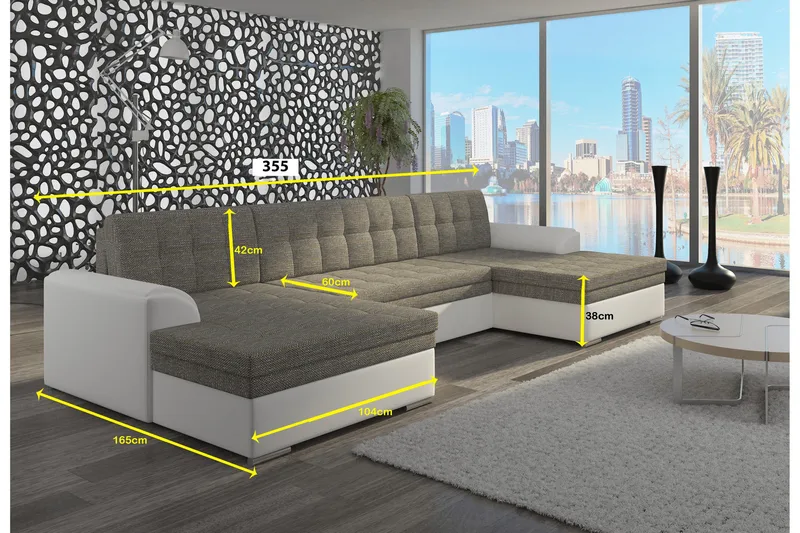 Ventolia hjørnesovesofa - Sort/Hvid - Møbler - Sofaer - Sovesofaer