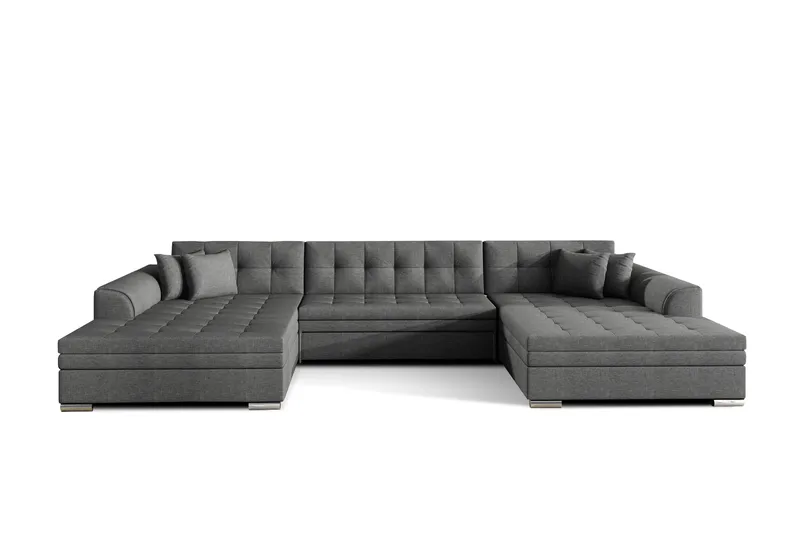 Ventolia Knappet U-formet Hjørnesovesofa i Stof - Grå - Møbler - Sofaer - Sovesofaer