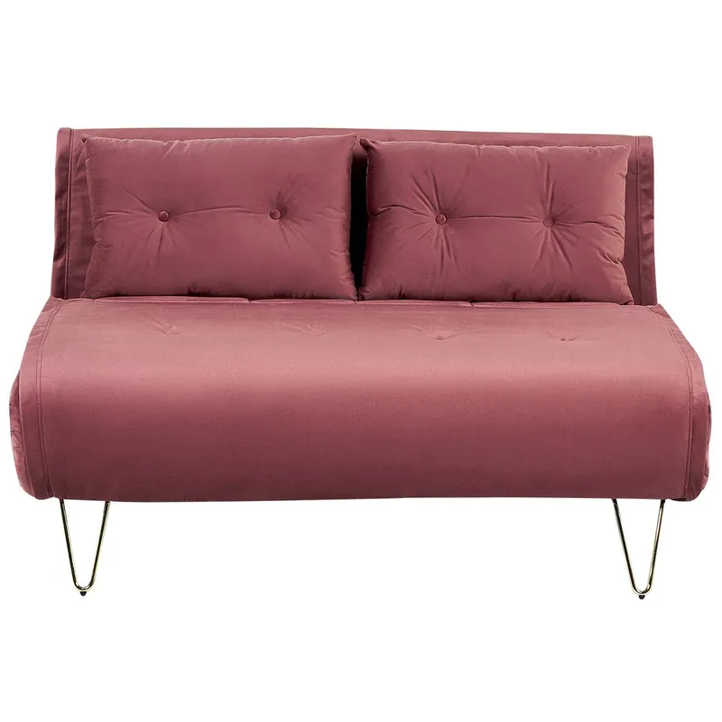 Vestfold 2-personers Sovesofa med Hårnålsben 130x200 cm i Fløjl, Rosa