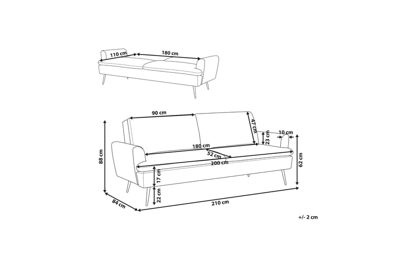 Vettre 3-Pers. Sovesofa - Velour/Mørkegrøn - Sovesofaer - 3 personers sovesofa