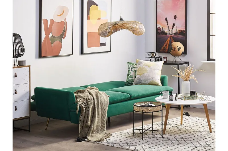 Vettre 3-Pers. Sovesofa - Velour/Mørkegrøn - Møbler - Sofaer - Sovesofaer