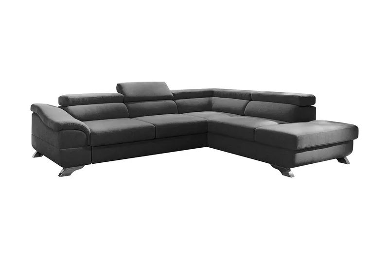 View Sovesofa 3-pers med Chaiselong Højre - Mørkegrå - Møbler - Sofaer - Sovesofaer