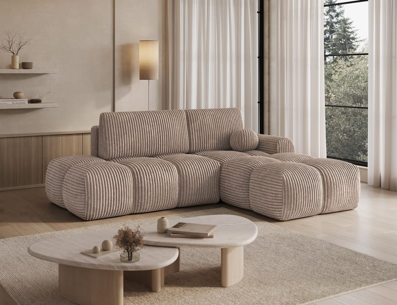 Vittario 3-personers Bubblig sovesofa med divan og opbevaring højre - Modullo 20 - Møbler - Sofaer - Sovesofaer