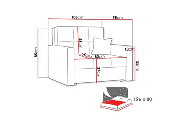 Viva sovesofa 103x100x85 cm - Sort - Møbler - Sofaer - Sovesofaer