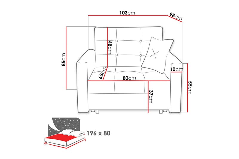 Viva sovesofa 103x100x85 cm - Sovesofaer