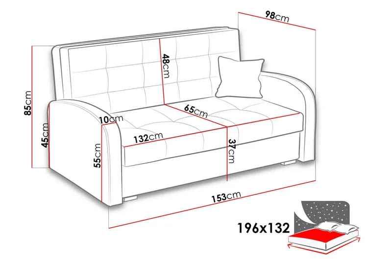 Viva sovesofa 153x98x85 cm - Møbler - Sofaer - Sovesofaer