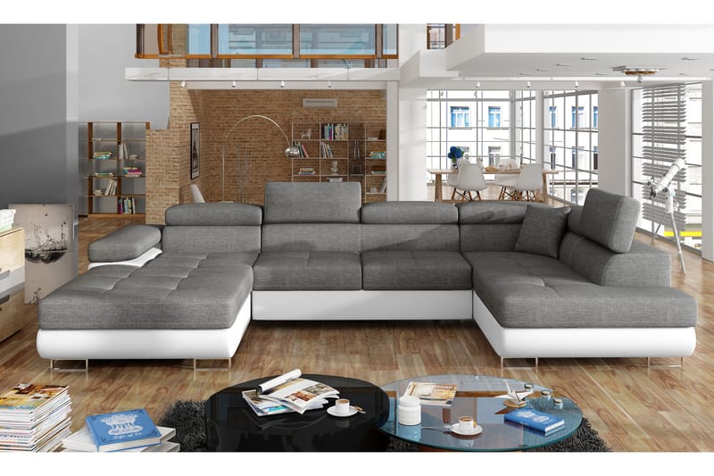 Vueltas Hjørnesovesofa - Grå / hvid - Møbler - Sofaer - Sovesofaer