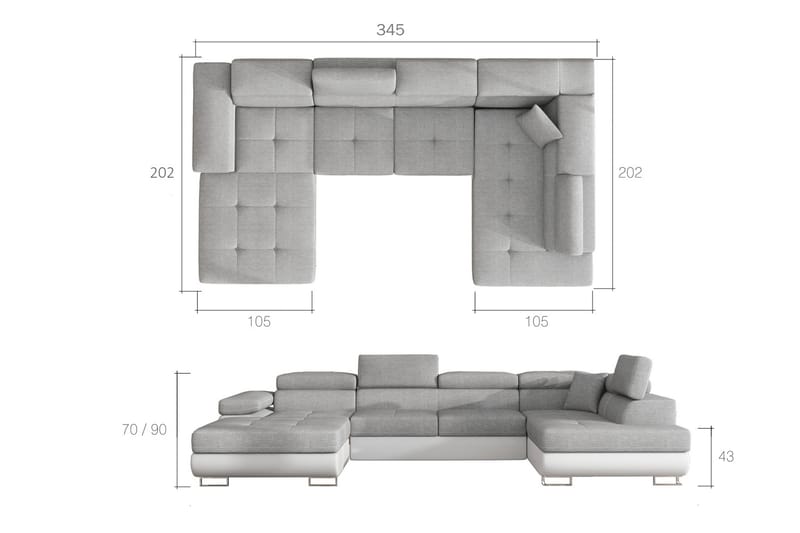 Vueltas Hjørnesovesofa - Grå - Sovesofaer - Hjørnesovesofa