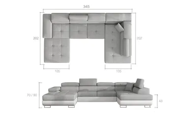 Vueltas Hjørnesovesofa - Grå - Møbler - Sofaer - Sovesofaer