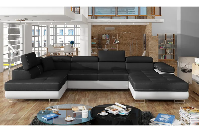 Vueltas Hjørnesovesofa, Sort / hvid