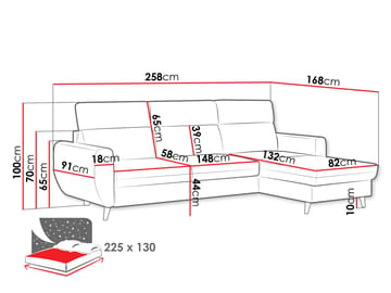 Vylon 3-personers sovesofa med chaiselong - grå - Møbler - Sofaer - Sovesofaer