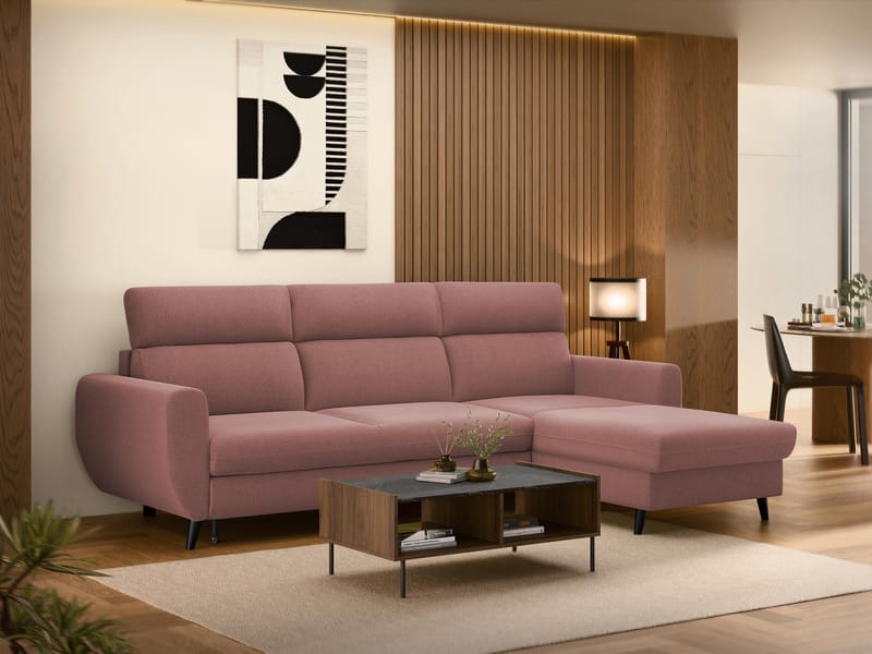 Vylon 3-personers sovesofa med chaiselong - Pink - Møbler - Sofaer - Sovesofaer