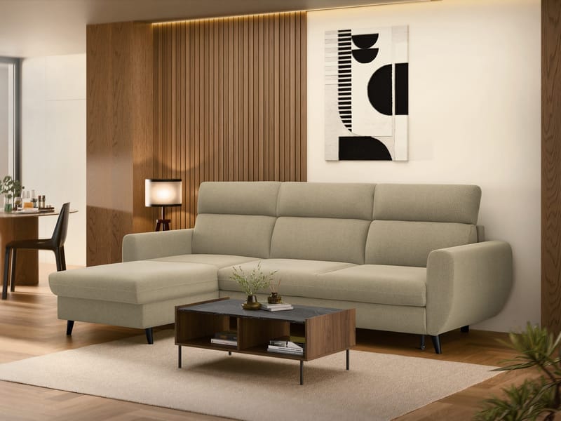 Vylon 3-personers sovesofa med chaiselong - Beige - Møbler - Sofaer - Sovesofaer