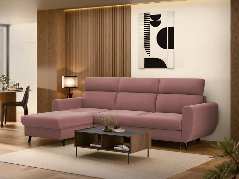 Vylon 3-personers sovesofa med chaiselong - Pink - Møbler - Sofaer - Sovesofaer