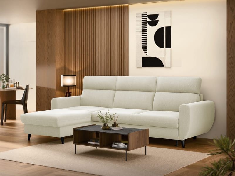 Vylon 3-personers sovesofa med chaiselong - beige - Møbler - Sofaer - Sovesofaer