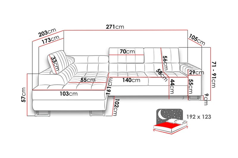 Warwick 3-personers Hjørnesovesofa - velour / Beige - Sovesofaer - Velour sofaer