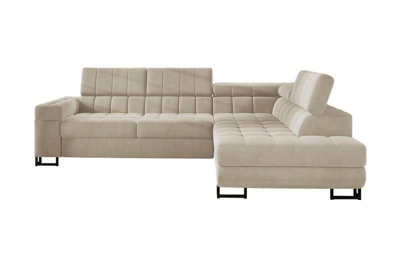 Warwick 3-personers Hjørnesovesofa - velour / Beige - Sovesofaer - Velour sofaer