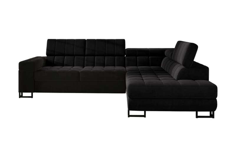 Warwick 3-personers Hjørnesovesofa - velour / sort - Sovesofaer - Velour sofaer