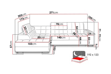 Warwick 3-personers Hjørnesovesofa - velour / sort - Møbler - Sofaer - Sovesofaer