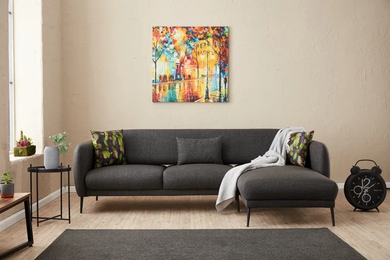 Wenus Chaiselongsovesofa 3-personers, Antracit