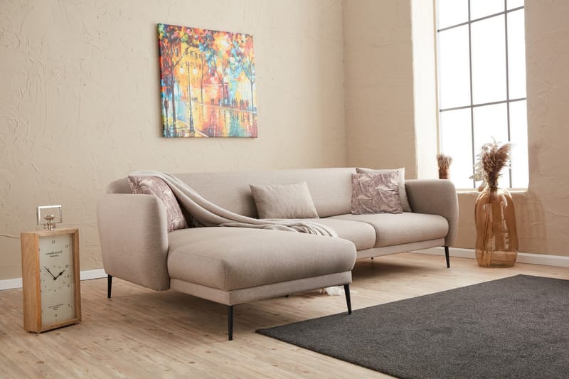 Wenus Chaiselongsovesofa 3-personers - Beige - Møbler - Sofaer - Sofa med chaiselong - 3 personers sofa med chaiselong